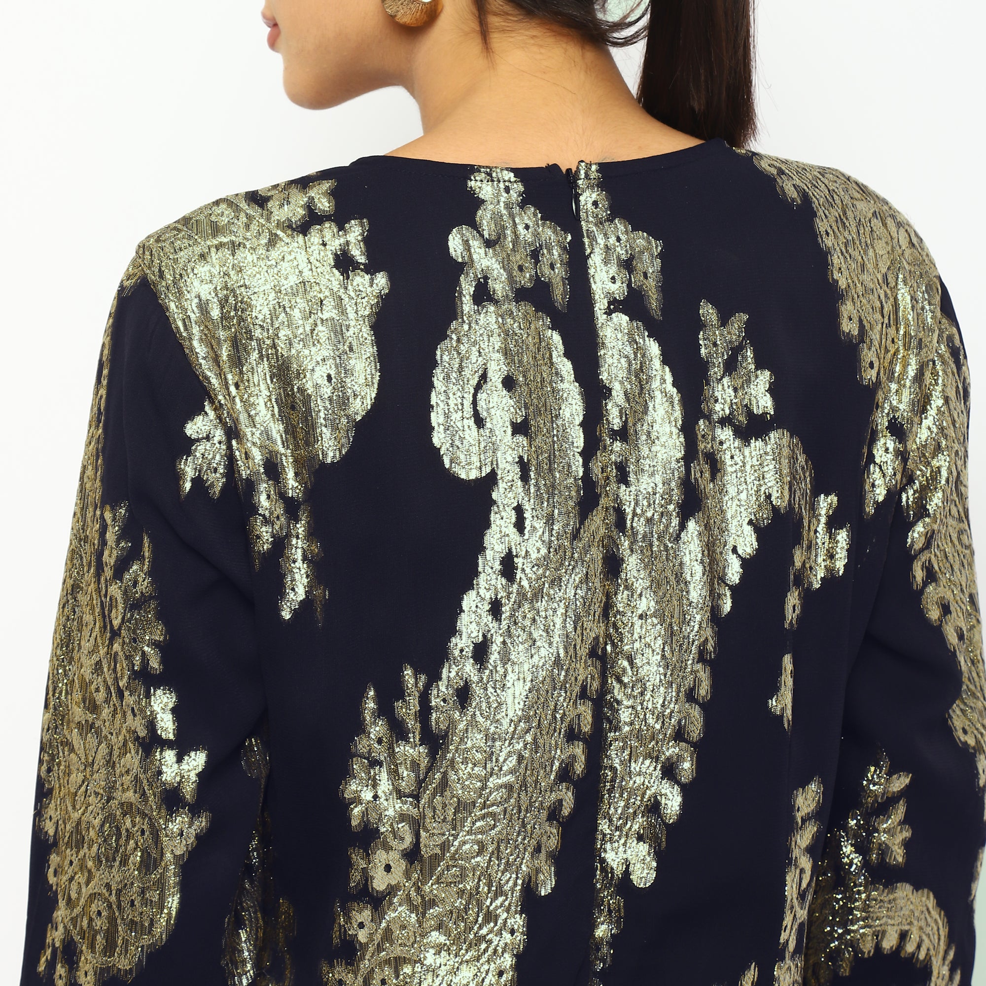 Regal Gold Paisley Midi Dress