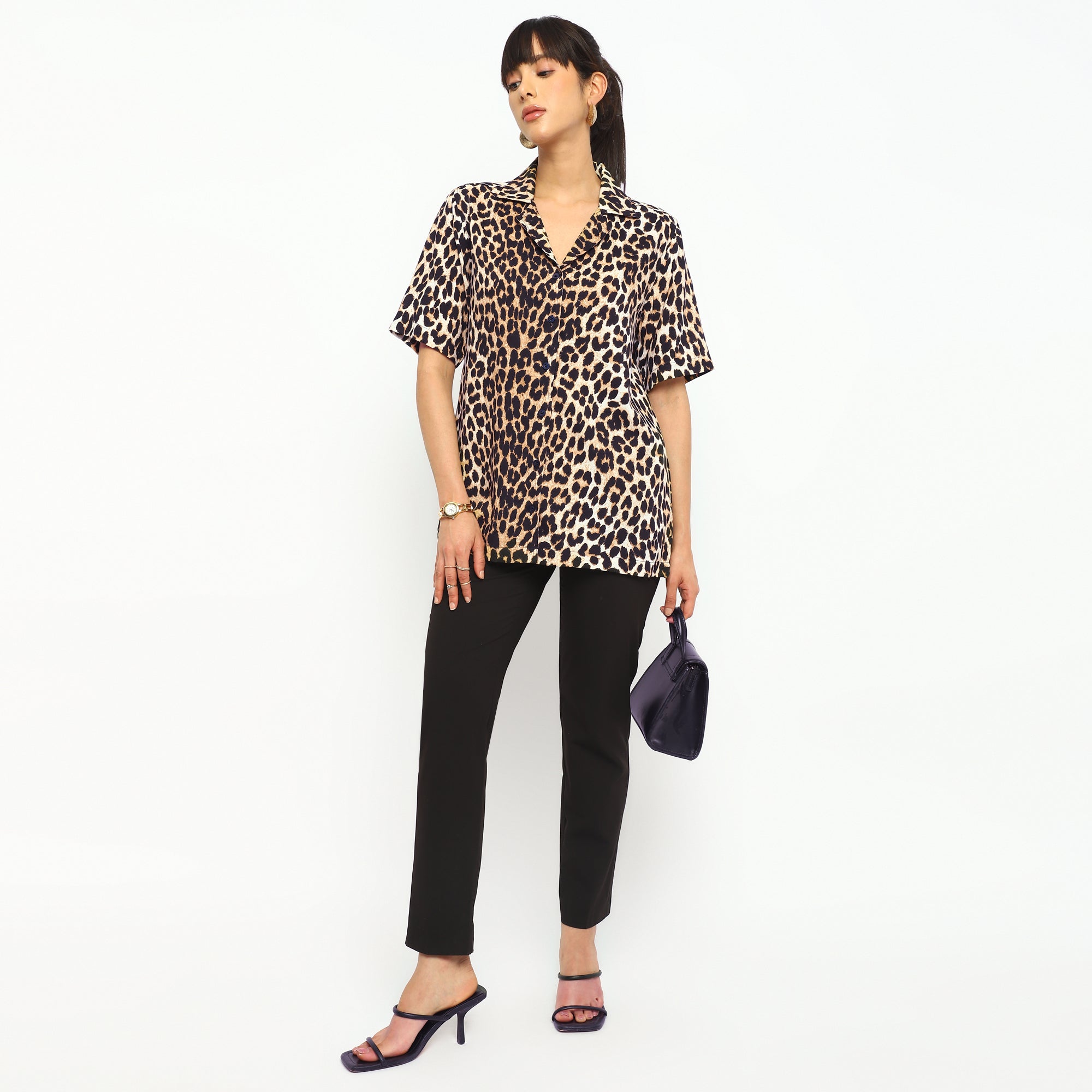 Wild Spirit Leopard Print Button-Down Shirt