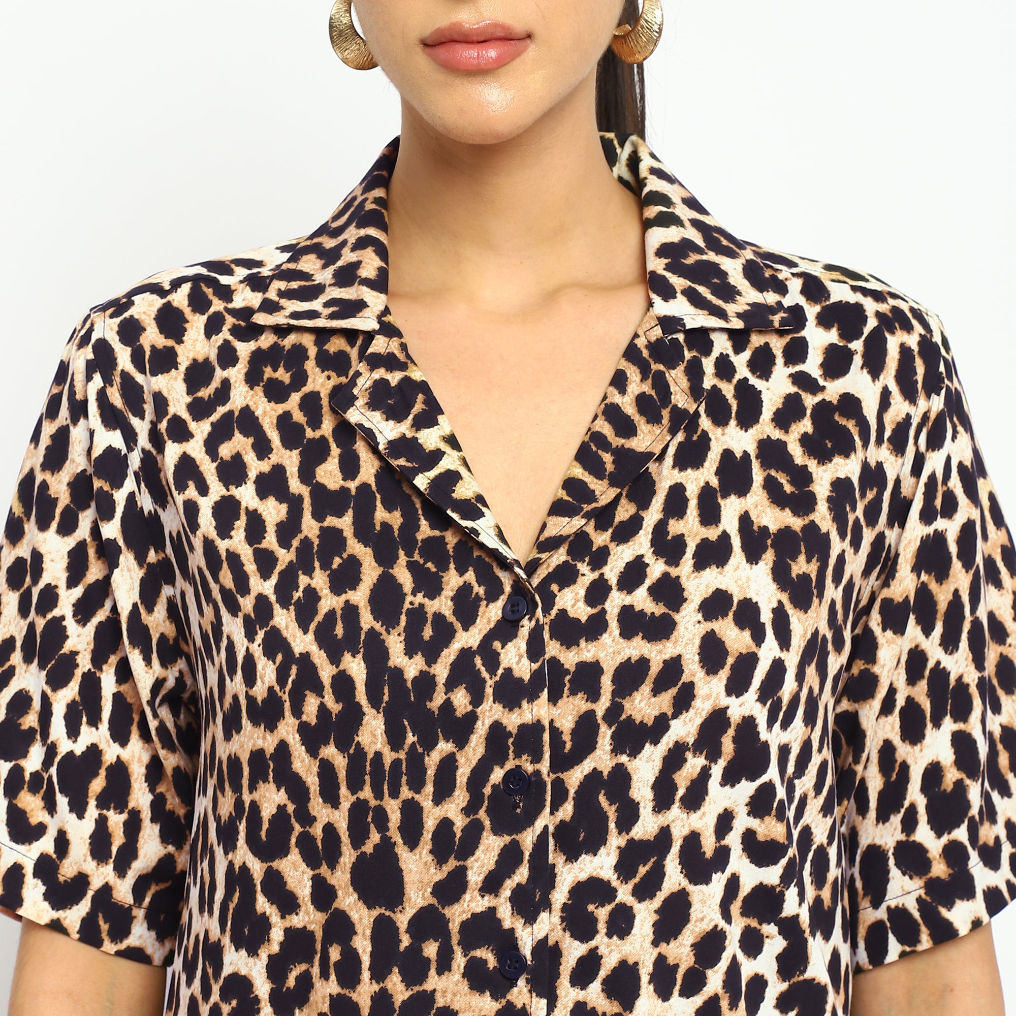 Wild Spirit Leopard Print Button-Down Shirt
