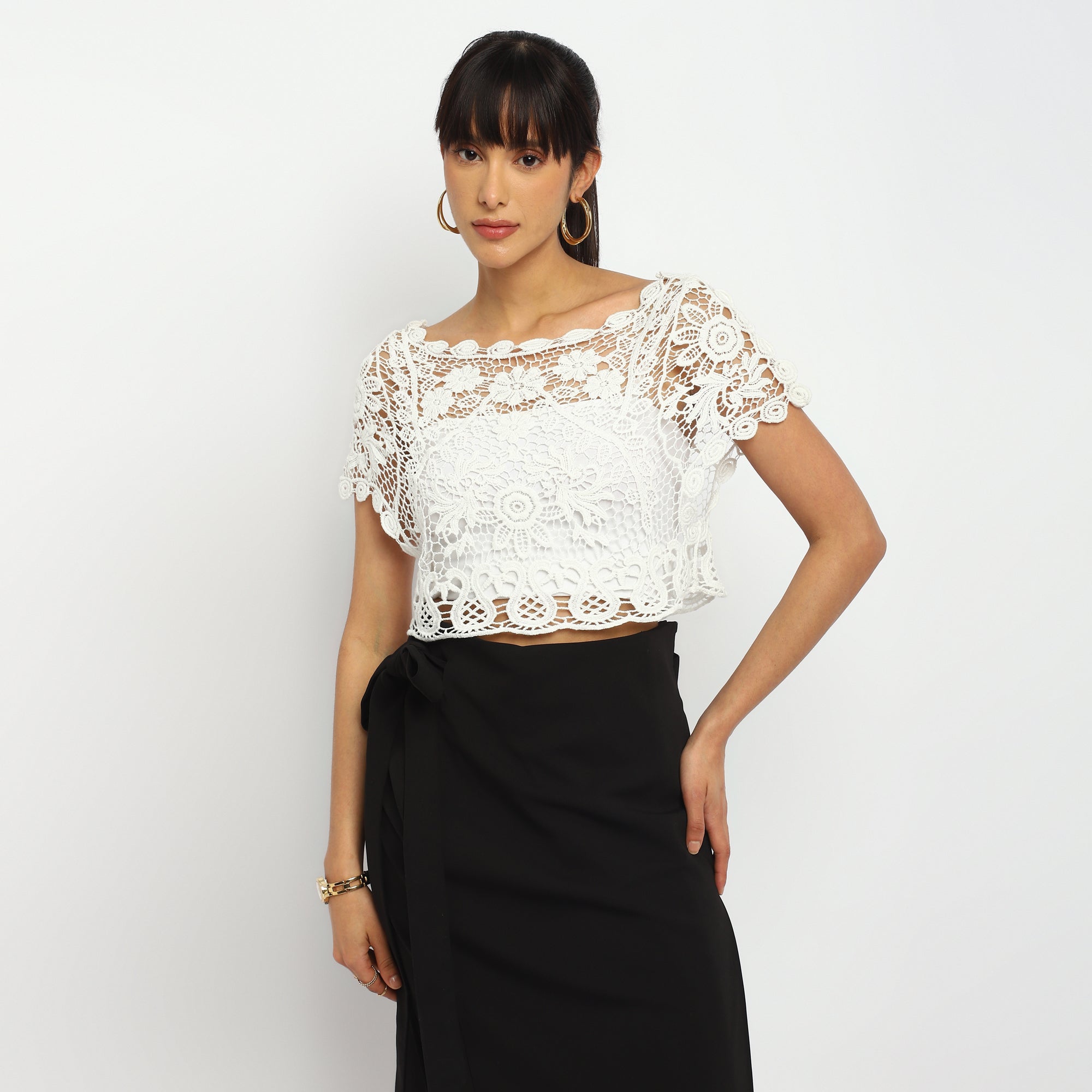 Elegant White Lace Crop Top