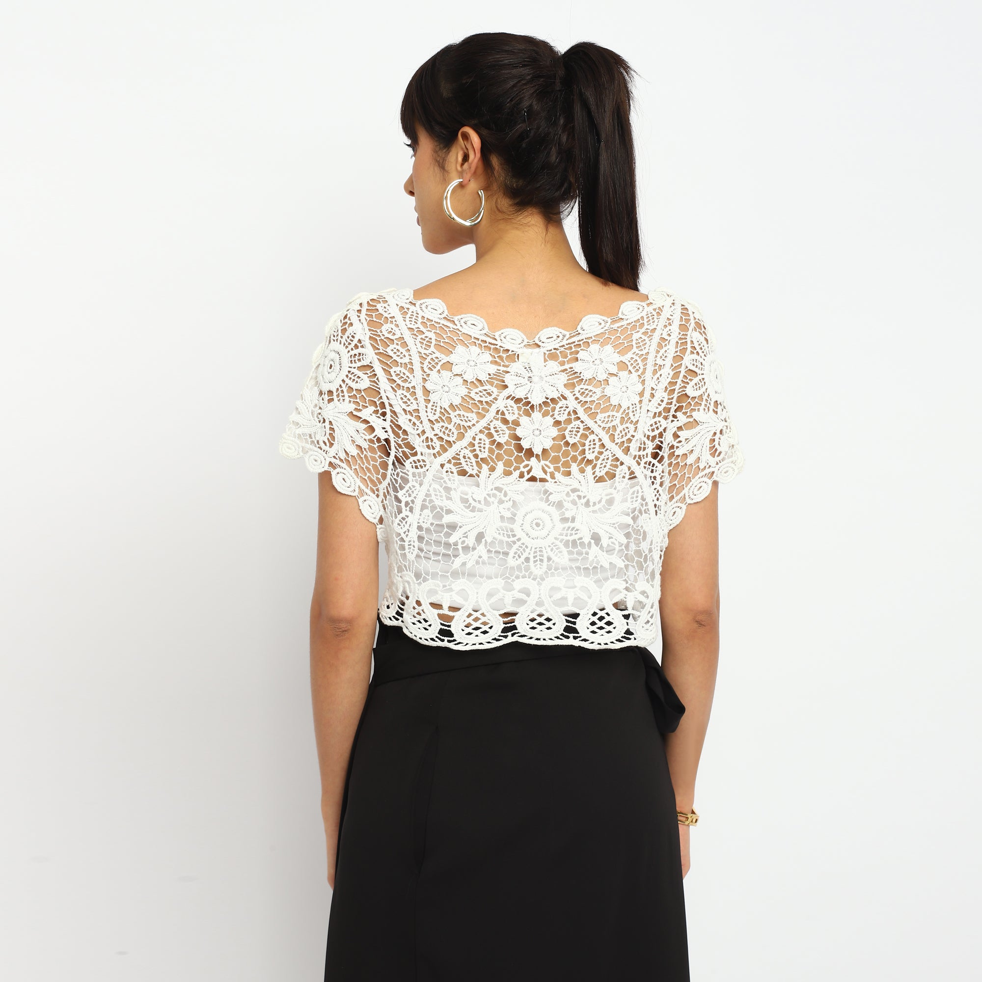 Elegant White Lace Crop Top