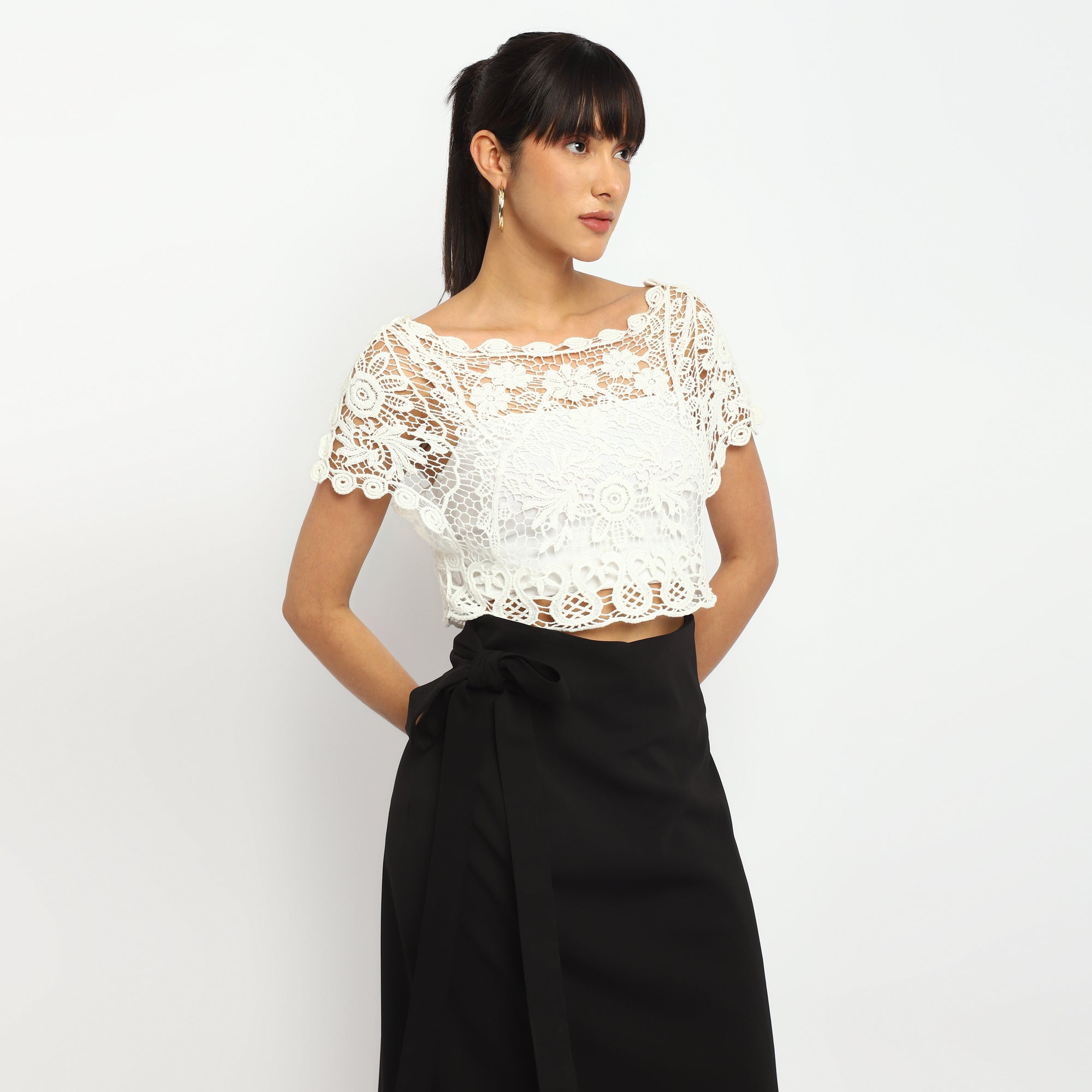 Elegant White Lace Crop Top