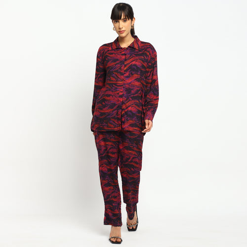 Abstract Print Co-ord Set Shirt & Trousers