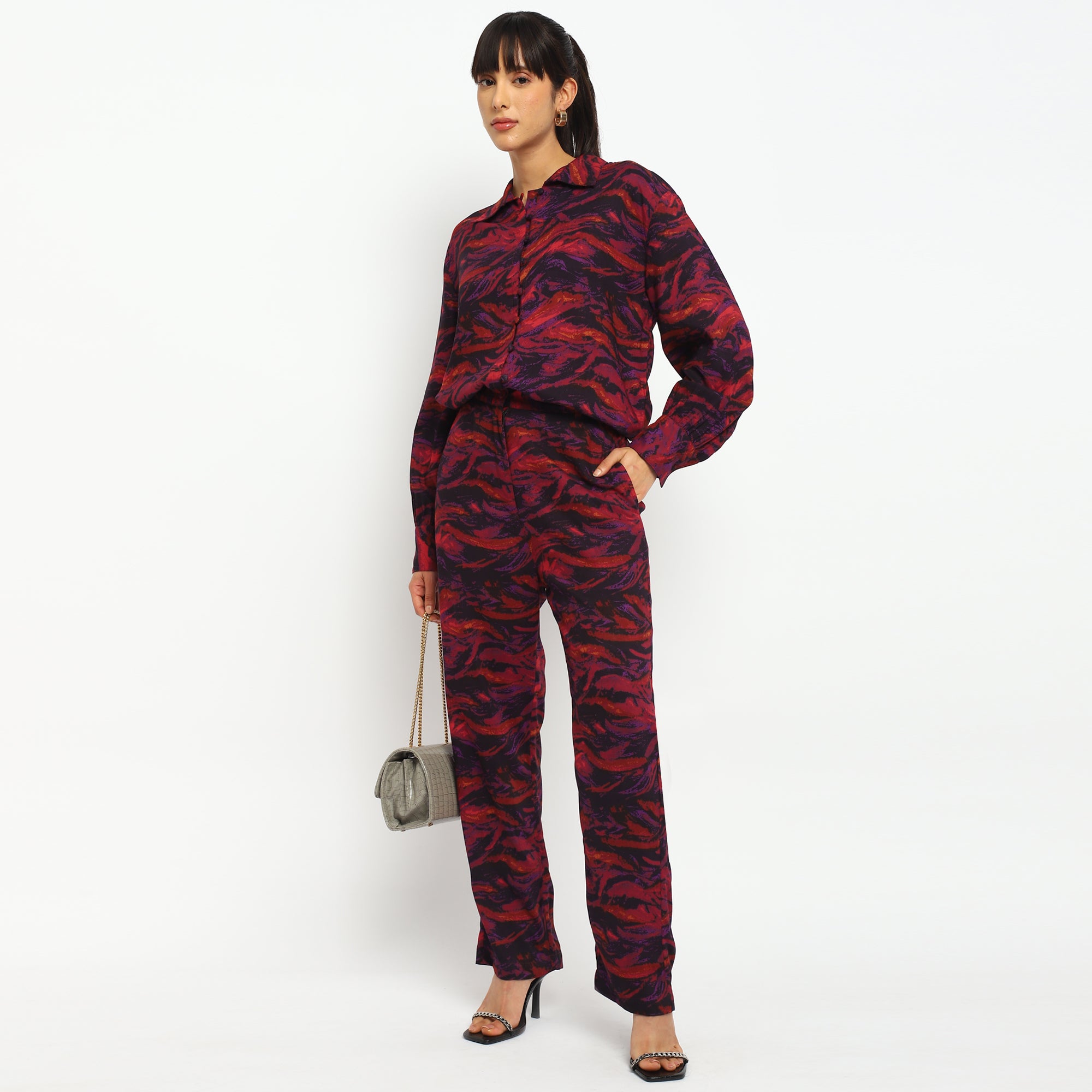Abstract Print Co-ord Set Shirt & Trousers