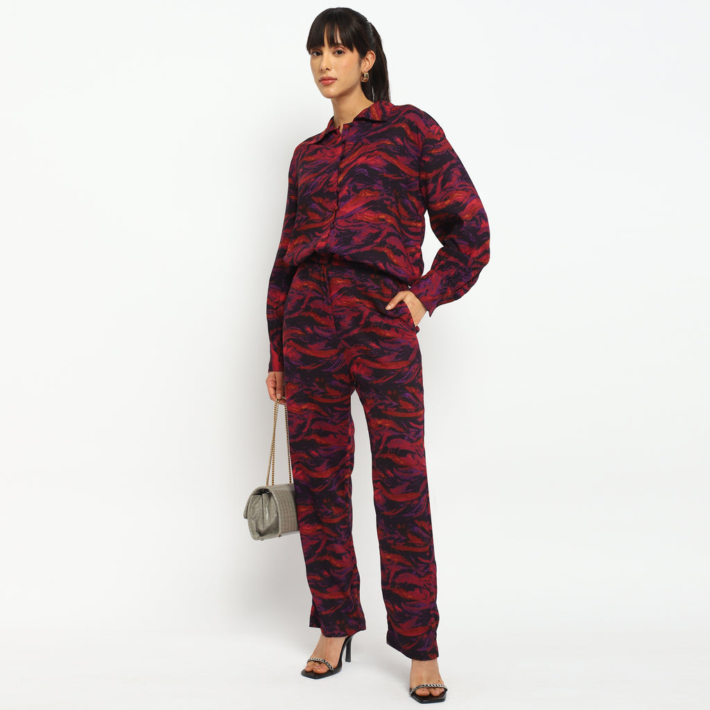 Abstract Print Co-ord Set Shirt & Trousers