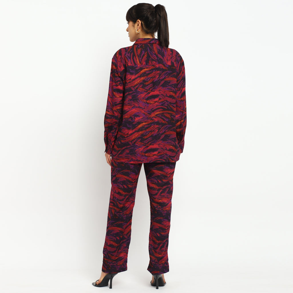 Abstract Print Co-ord Set Shirt & Trousers