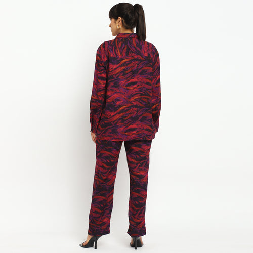 Abstract Print Co-ord Set Shirt & Trousers