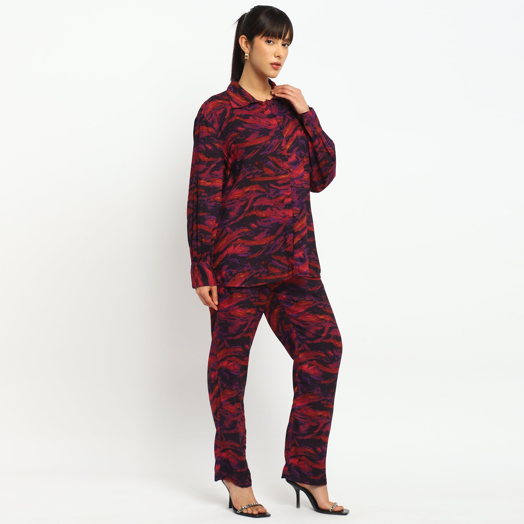 Abstract Print Co-ord Set Shirt & Trousers