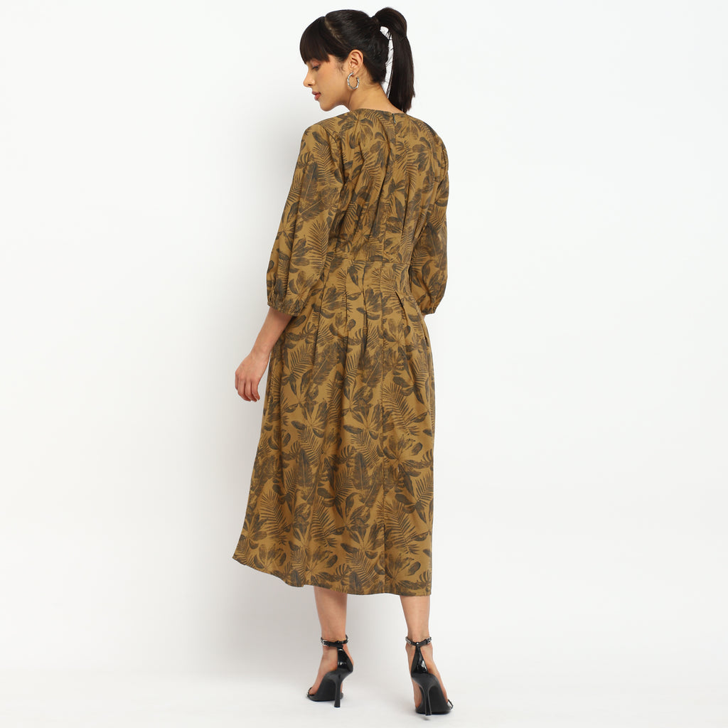 Botanical Print Midi Dress