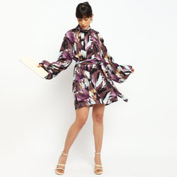 Floral Abstract High-Neck Dress