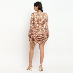 Paisley Mini Dress – High Neck & Balloon Sleeves