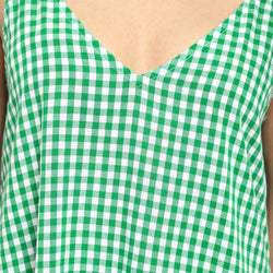 Green Gingham Tiered Maxi Dress