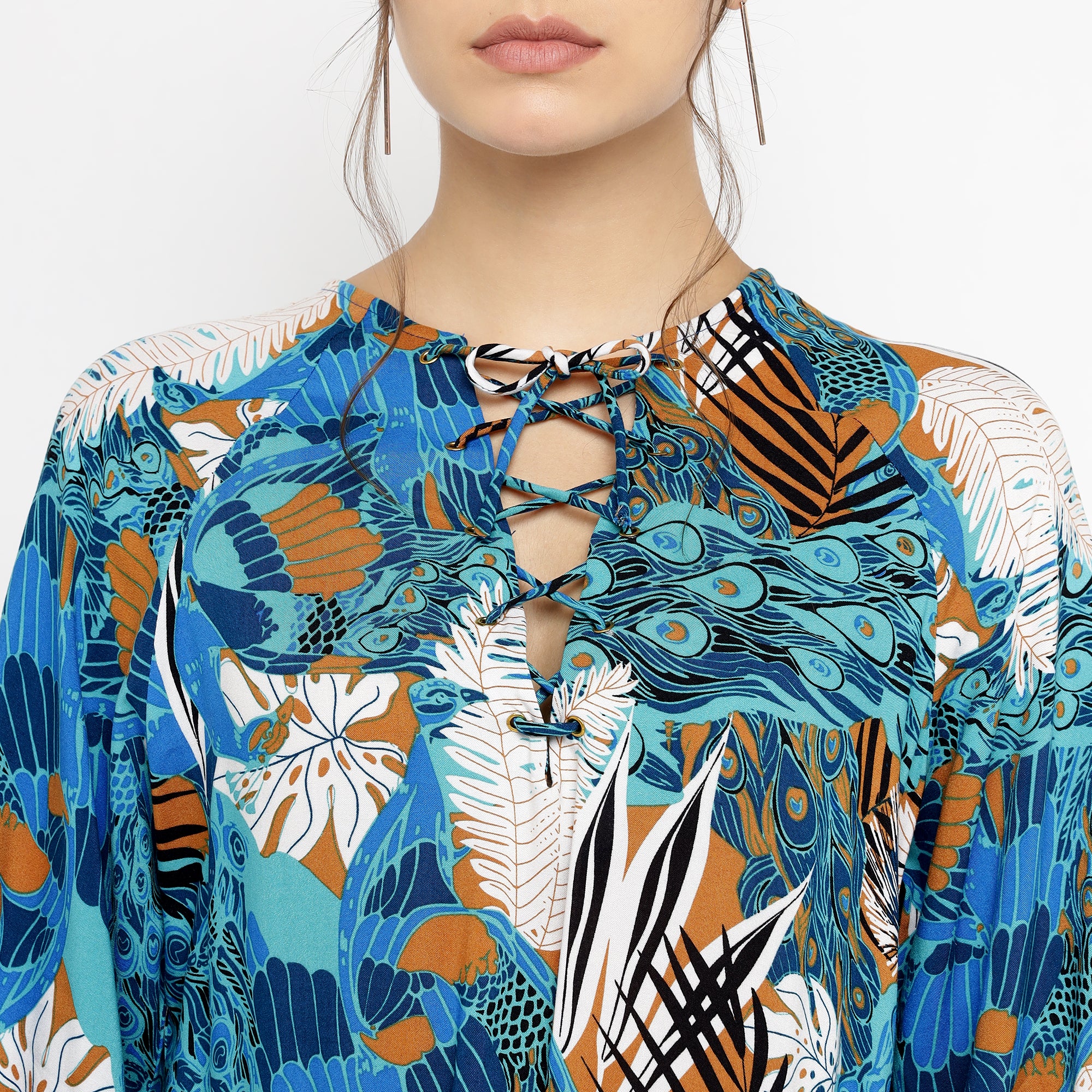 Blue Printed Mini Dress