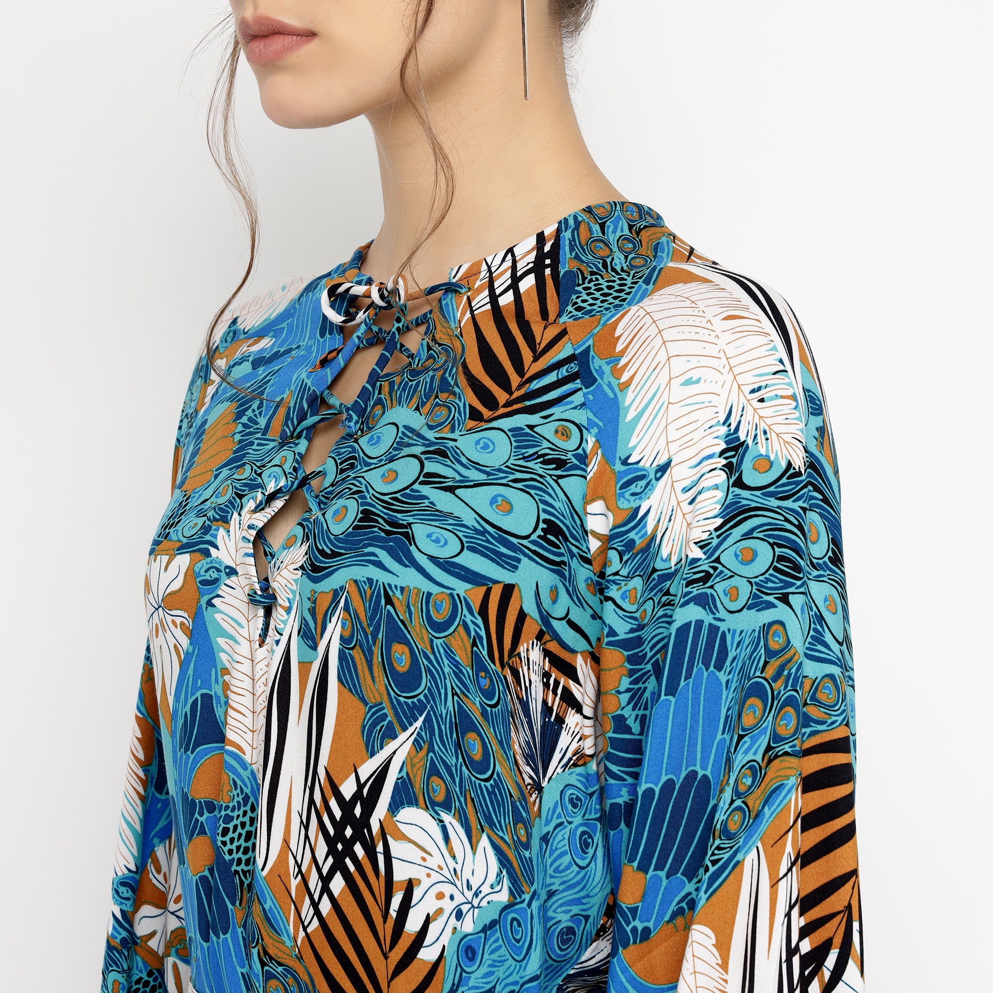 Blue Printed Mini Dress