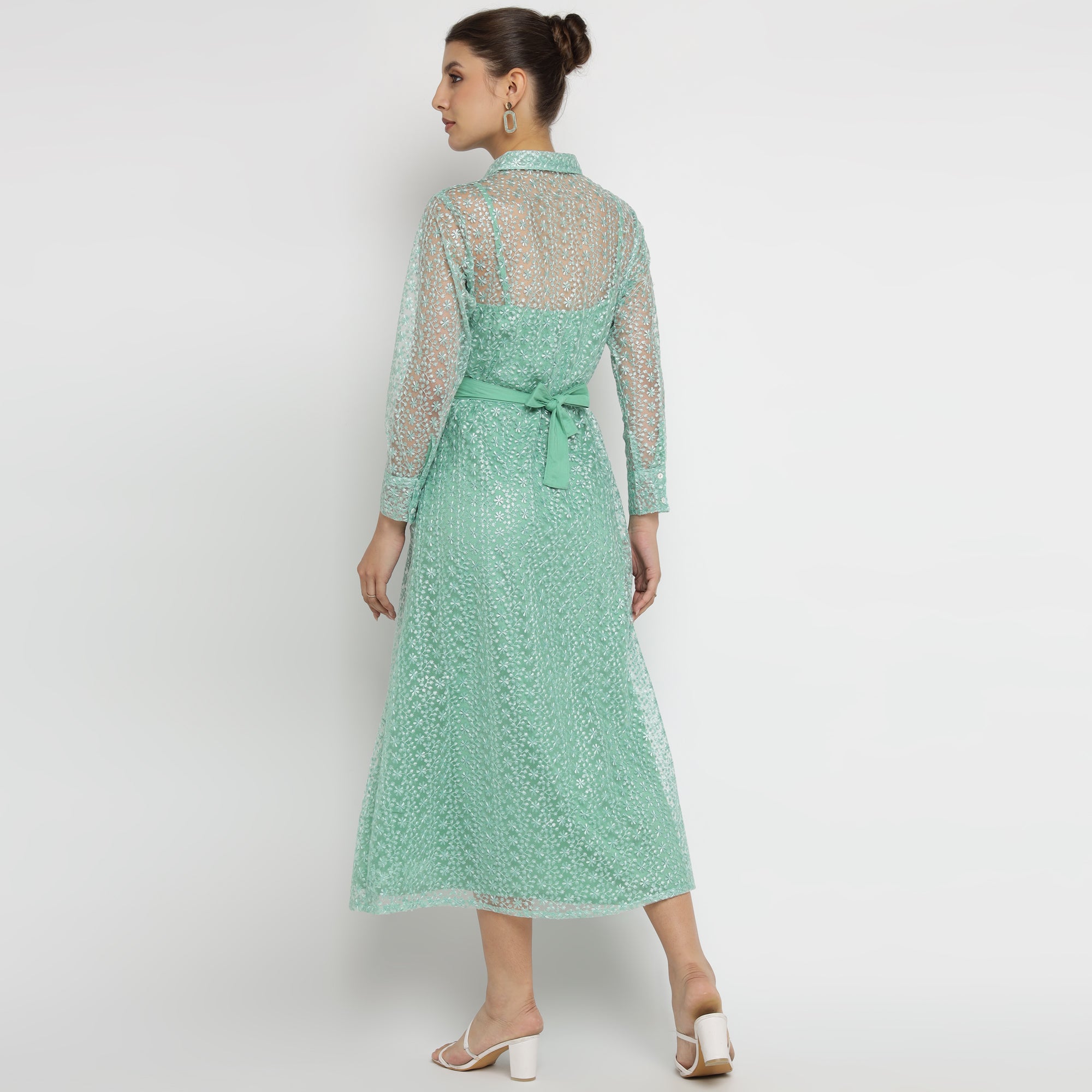 Soft Mint Green with Sheer Glitter Accents