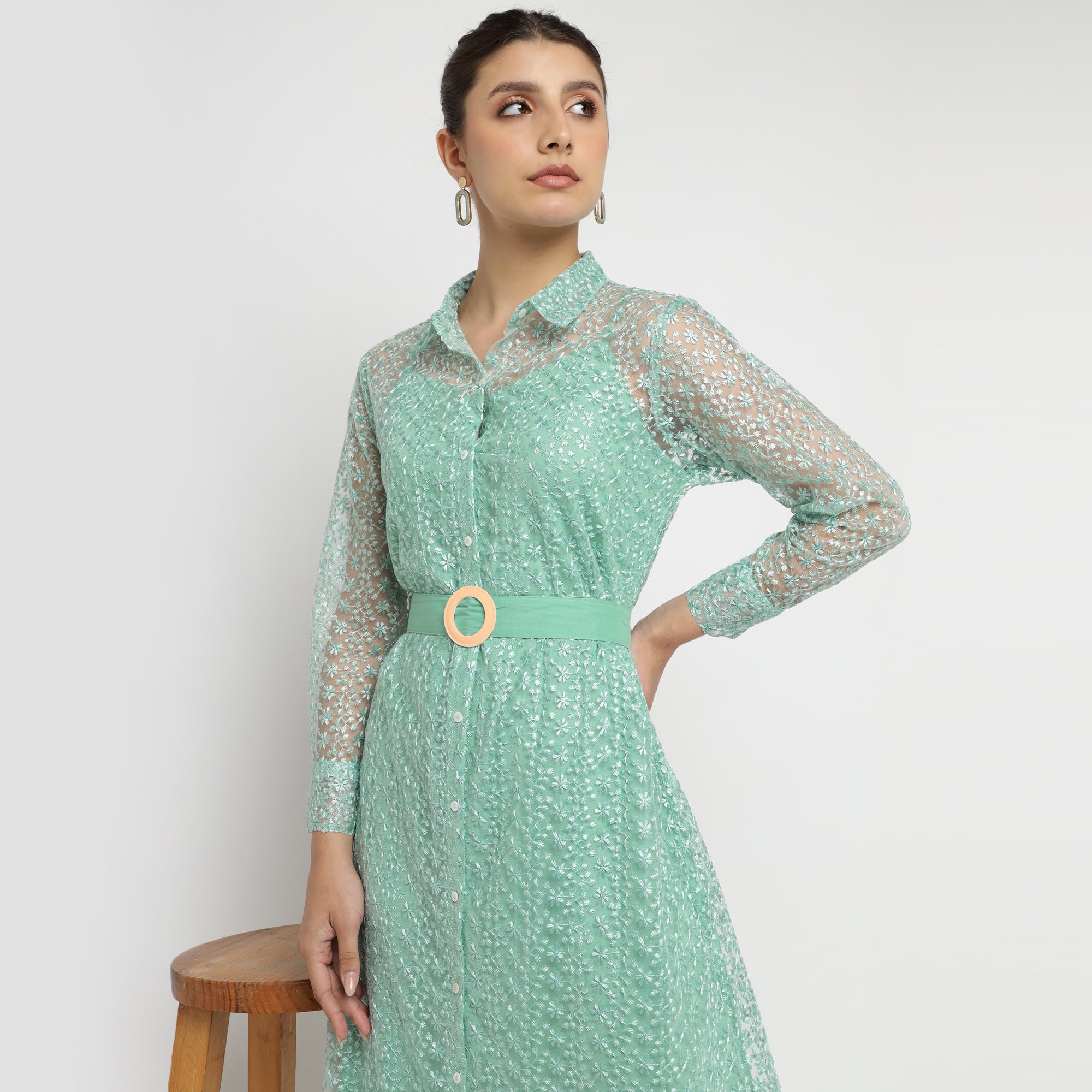 Soft Mint Green with Sheer Glitter Accents