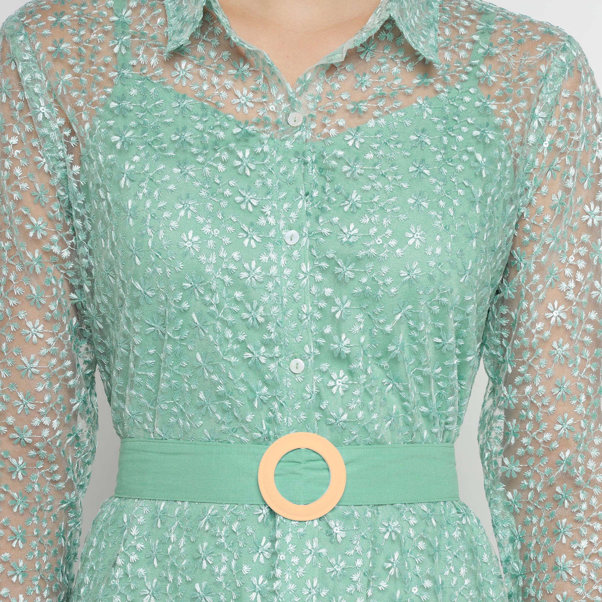 Soft Mint Green with Sheer Glitter Accents