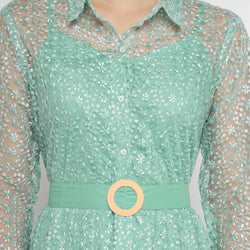 Soft Mint Green with Sheer Glitter Accents
