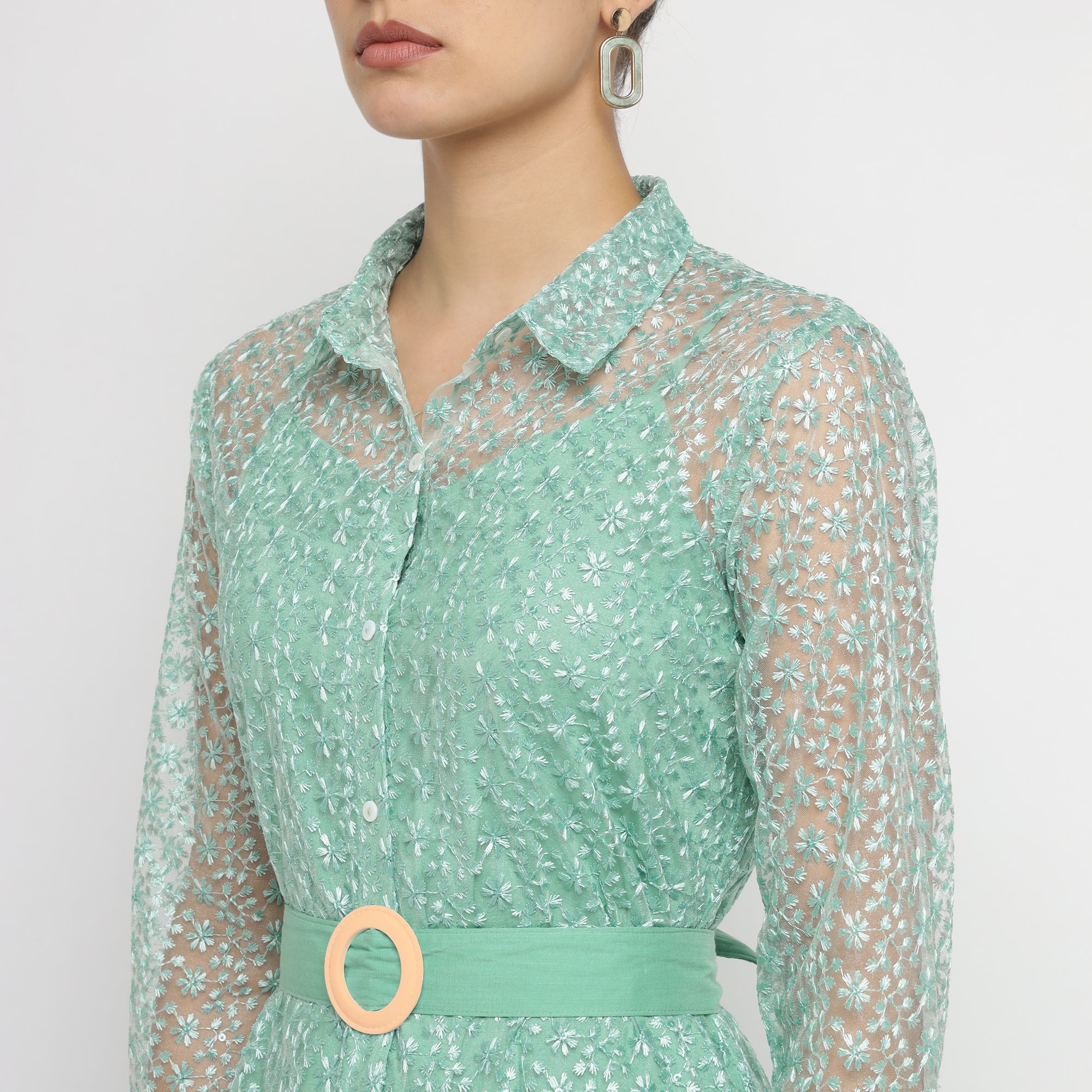 Soft Mint Green with Sheer Glitter Accents