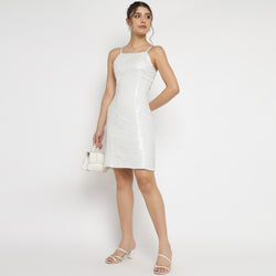 White Sequin Embellished Slip Dress