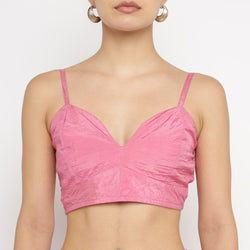 Pink Ruched Bralette & Sequin Mesh Overlay Skirt Co-ord Set