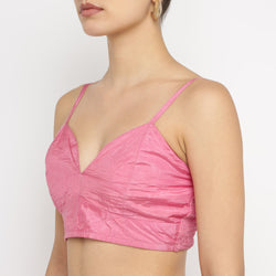 Pink Ruched Bralette & Sequin Mesh Overlay Skirt Co-ord Set