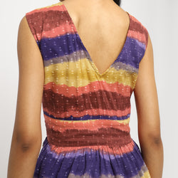 Multicolor Sleeveless Peplum Top & Wide-Leg Pants Co-ord Set