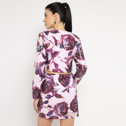 Pink Sequin Floral Co-ord Set (Jacket + Skirt)