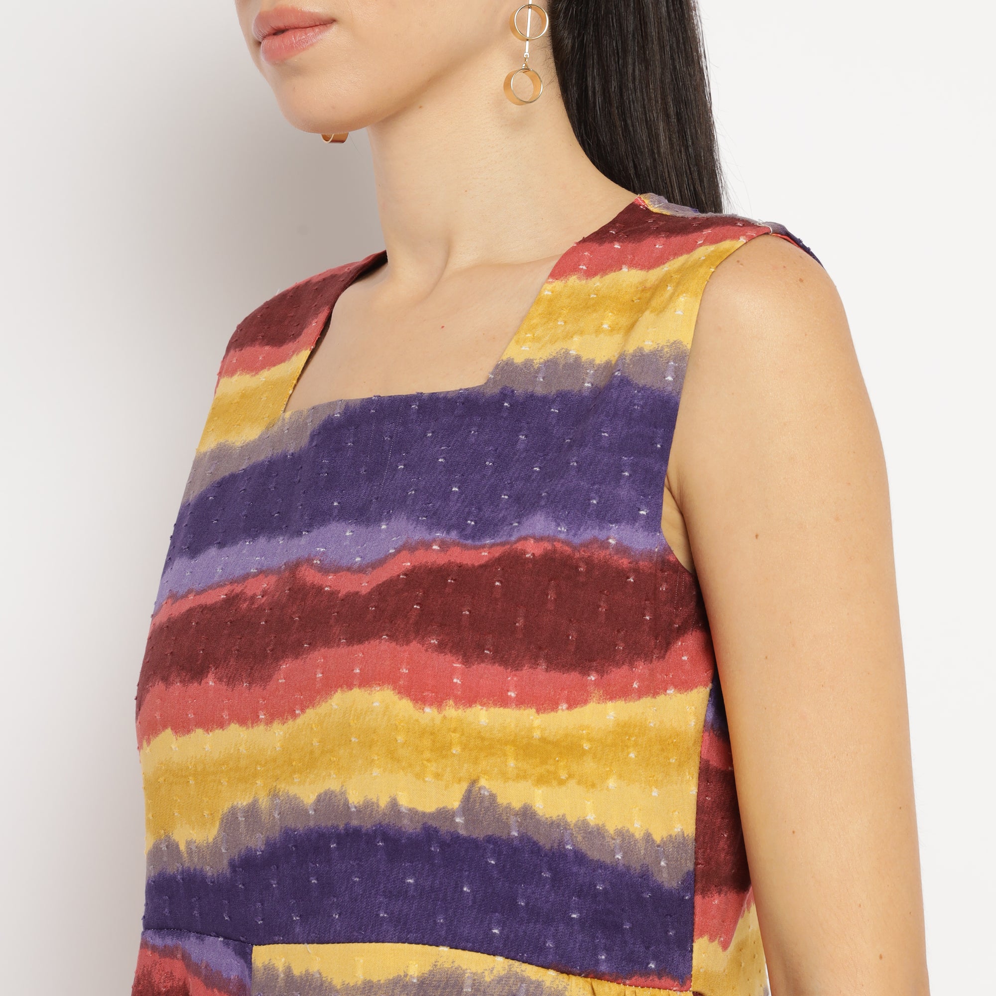 Sunset Stripe Sleeveless Midi Dress