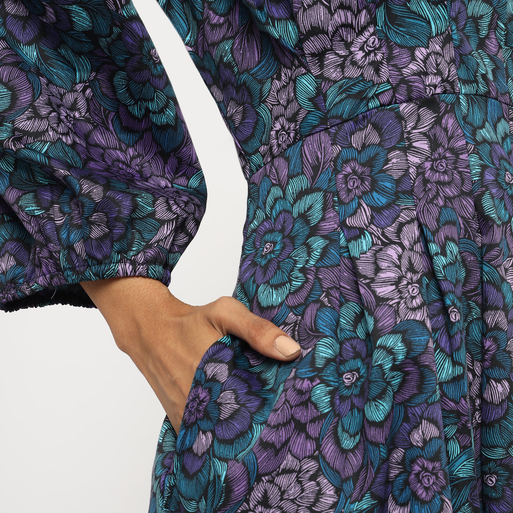 Midnight Bloom Fit & Flare Midi Dress