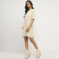 Ivory Summer Velvet Shift Dress