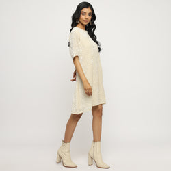 Ivory Summer Velvet Shift Dress