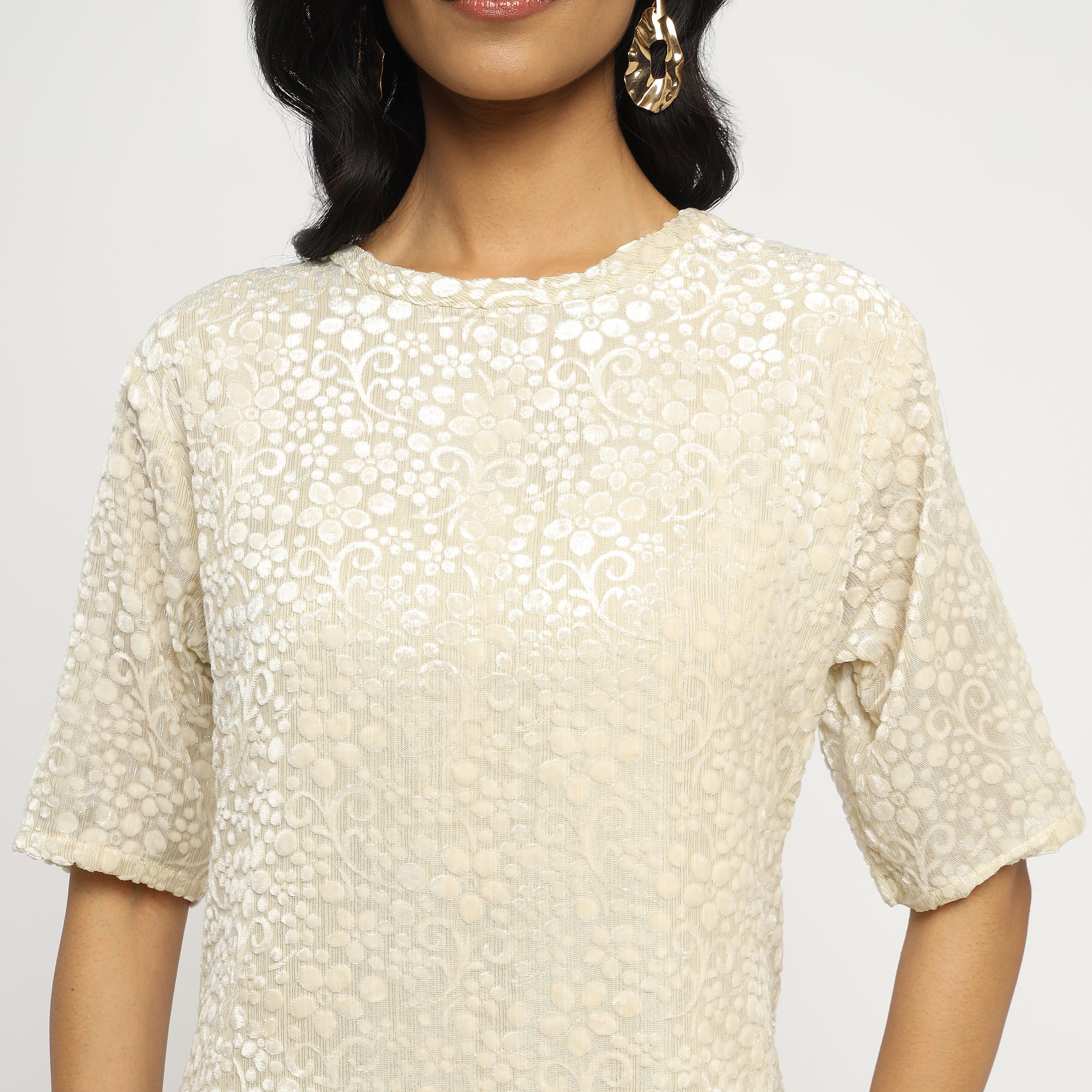 Ivory Summer Velvet Shift Dress