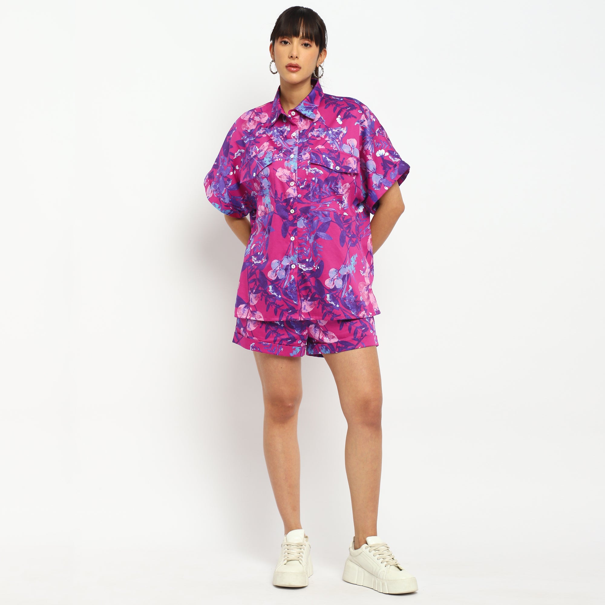 Floral Co-ord Set Oversized Shirt & Shorts